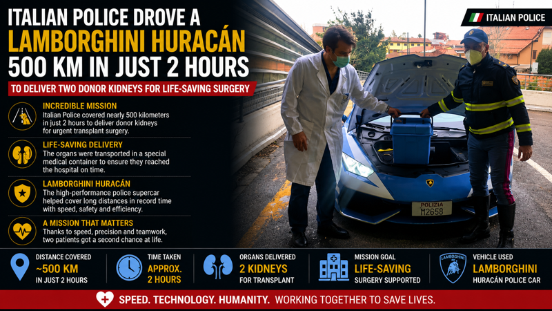 Italian Police Use Lamborghini Huracán to Deliver Donor Kidneys in Record Time