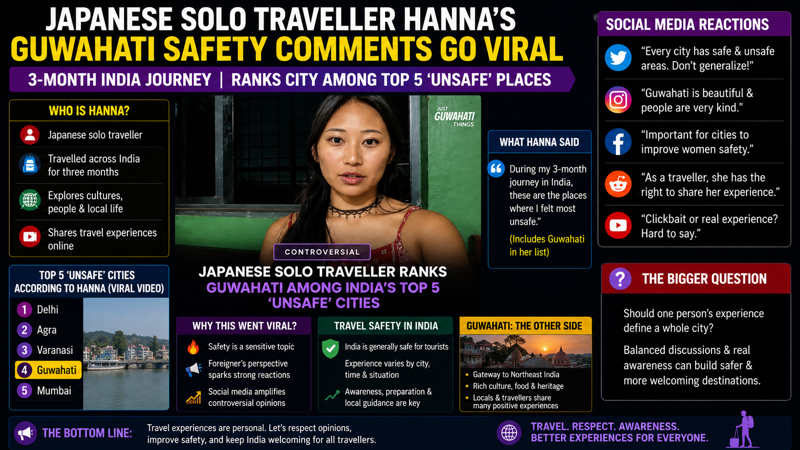 Japanese Solo Traveller’s Comments on Guwahati Safety Spark Viral Debate Online