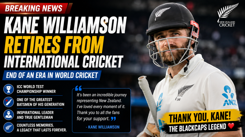 Kane Williamson Announces Retirement From International Cricket