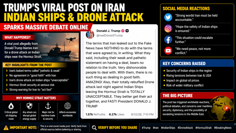 Viral Trump Post About Iranian Drone Attack on Indian Ships Sparks Massive Debate